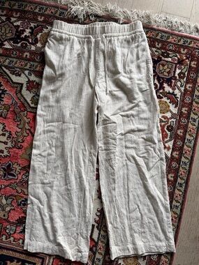 Reitmans Cream Relaxed Linen-Blend Pants